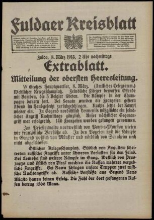 Zweite Ausgabe vom Montag, den 08. März 1915.