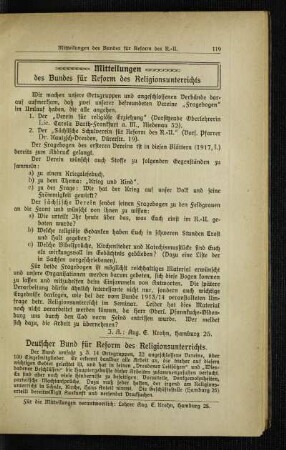 Mitteilungen des Bundes für Reform des Religionsunterrichts