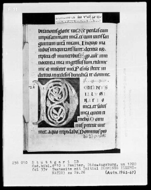 Psalterium — Initiale D (ominus illuminatio), Folio 33 verso