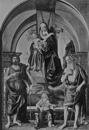 Thronende Madonna mit dem Heiligen Hieronymus und Johannes dem Täufer