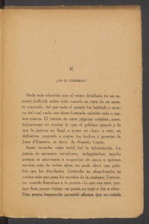 V - ¿Es el enemigo?
