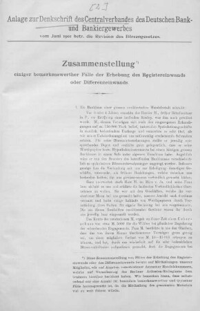 Denkschrift Central-Verban des Deutschen Bank- und Bankiergewerbes : Betrifft die Revision des Börsengesetzes. An den verehrlichen Börsen-Ausschuss Berlin. Anfang Juni 1901, 2