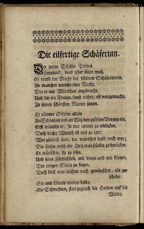 Die eilfertige Schäferinn.