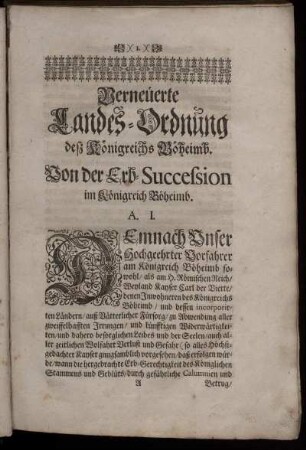 Verneüerte Landes-Ordnung deß Königreichs Böheimb.