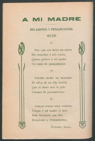 A mi madre : Relaciones y pensamientos