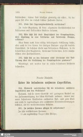 Neunter Abschnitt. Ueber die besonderen nutzbaren Lagerstätten