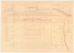 Petrikirche Bielefeld: Chorraum Stufenanlage/Plattenbelag Grundriss, Ansicht, Schnitte, 1:20, 1:10