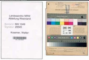 Entnazifizierung Walter Kraemer , geb. 22.02.1883 (Prokurist)