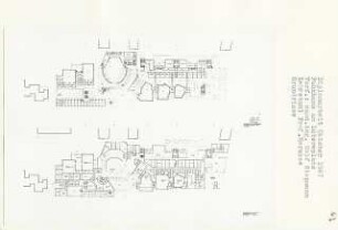 Funkhaus am Lützowplatz, Berlin-Tiergarten (Diplomarbeit bei Bernhard Hermkes): Grundrisse Eingangsgeschoss und Ebene + 3.00, 1:200