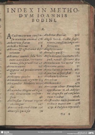 Index In Methodum Ioannis Bodini