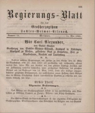 Nr. 10 : 11. Mai 1865