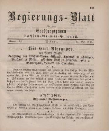 Nr. 10 : 11. Mai 1865