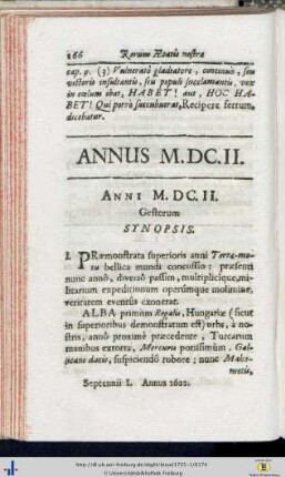 Gestorum Synopsis.