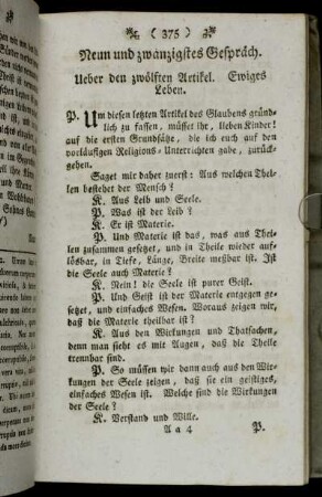 Neun und zwanzigstes Gespräch. Ueber den zwölften Artikel. Ewiges Leben.