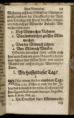 I. Wie heisset dieser Tag?