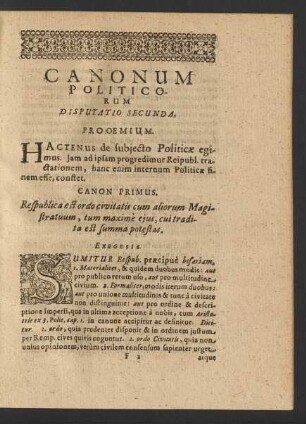 Canon Primus. [bis] Canon Vigesimus Sextus.