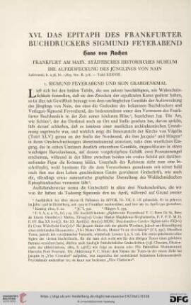XVI. Das Epitaph des Frankfurter Buchdruckers Sigmund Feyerabend