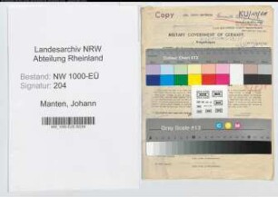 Entnazifizierung Johann Manten, geb. 24.01.1894 (Stadtinspektor)
