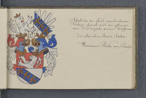 [Stammbucheintrag Hermann Ritter von Schwind]