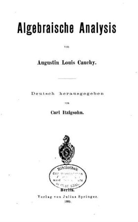 Algebraische Analysis
