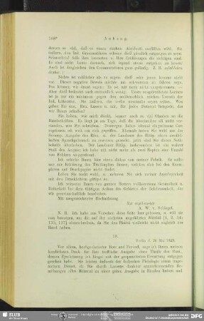 Franz Bopp an August Wilhelm von Schlegel, Berlin, 26.05.1829