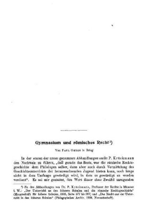Gymnasium und römisches Recht