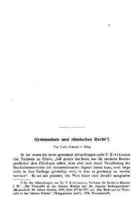 Gymnasium und römisches Recht