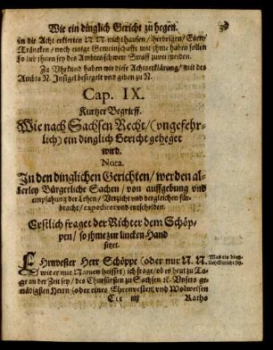 Cap. IX. Kurtzer Begrieff.