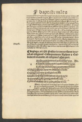Aegloga. vii. quae dicitur Pollux de conversione iuvenum ad religionem ...