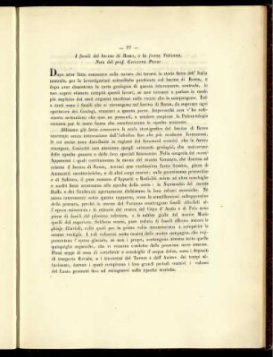 I fossili del bacino di roma, e la fauna vaticana.