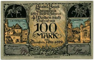 Geldschein / Notgeld, 100 Mark, 1.10.1922