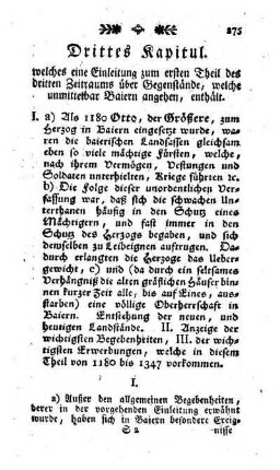 Drittes Kapitul. welches eine Einleitung zum ersten Theil des dritten Zeitraums ueber Gegenstaende, welche unmittelbar Baiern angehen, enthaelt
