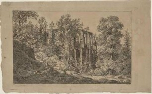 Die Klosterruine und der Friedhof auf dem Berg Oybin im Zittauer Gebirge