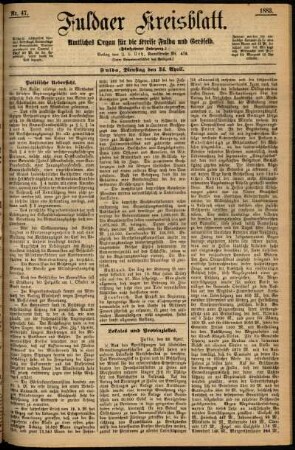 Ausgabe vom Dienstag, den 24. April 1883.