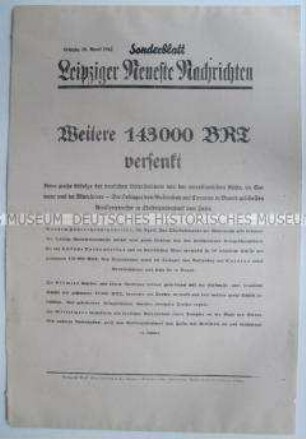 Sonderblatt der "Leipziger Neuesten Nachrichten" u.a. zum Seekrieg vor der amerikanischen Küste