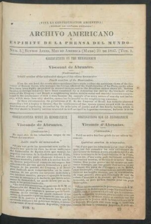 Número 2. - Buenos Aires, Més de América (Mayo) 31 de 1847.
