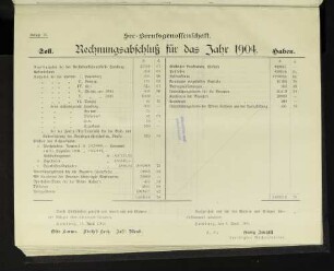 Anlage 13. See-Berufsgenossenschaft. Rechnungsabschluß für das Jahr 1904.