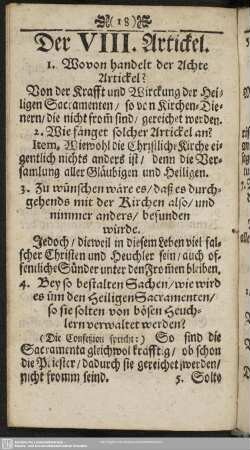 Der VIII. Artickel