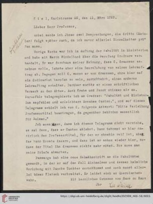 Nachlass Alfred Hettner, Eingegangene Briefe, Korrespondenz Leo Waibel/Alfred Hettner: Brief von Leo Waibel an Alfred Hettner