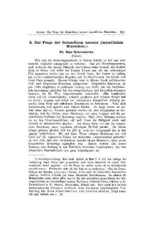 Zur Frage der Behandlung unserer jugendlichen Missetäter : III. State Reformatories ; (Schluß)