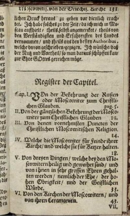 Register der Capitel.
