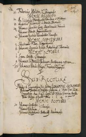 Winterhalbjahr 1646/1647. Rektorat Johannes Gerhard