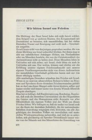 Wir bitten Israel um Frieden