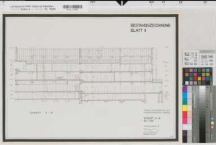 Münster (Münster) Verwaltungsgebäude der Universitätskliniken Blatt 7 Schnitt 1965 1 : 100 42 x 59,5 kol. Pause Staatshochbauamt für die Universität Münster 11.27