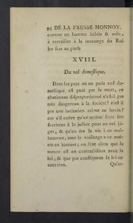 XVIII. Du vol domestique.