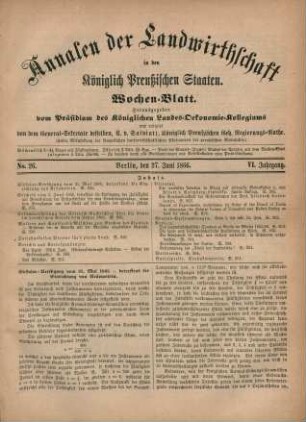 No. 26. Berlin, den 27. Juni 1866. VI. Jahrgang.