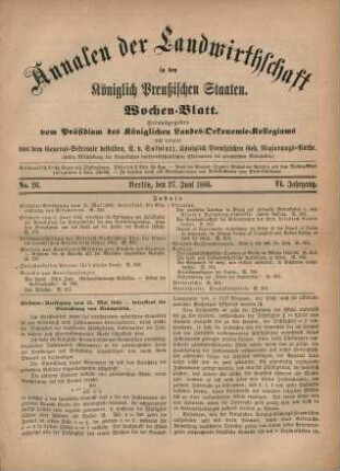 No. 26. Berlin, den 27. Juni 1866. VI. Jahrgang.