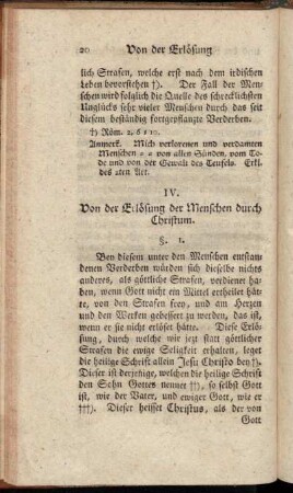 IV. Von der Erlösung der Menschen durch Christum.