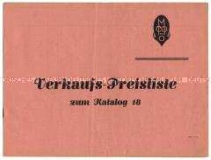 Verkaufs-Preisliste zum Katalog 18