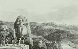 "Ansicht des Mönchsteins, des sogenannten Mönchloches und des Profils Ludwig XVI. gezeichnet am Rosenbette"